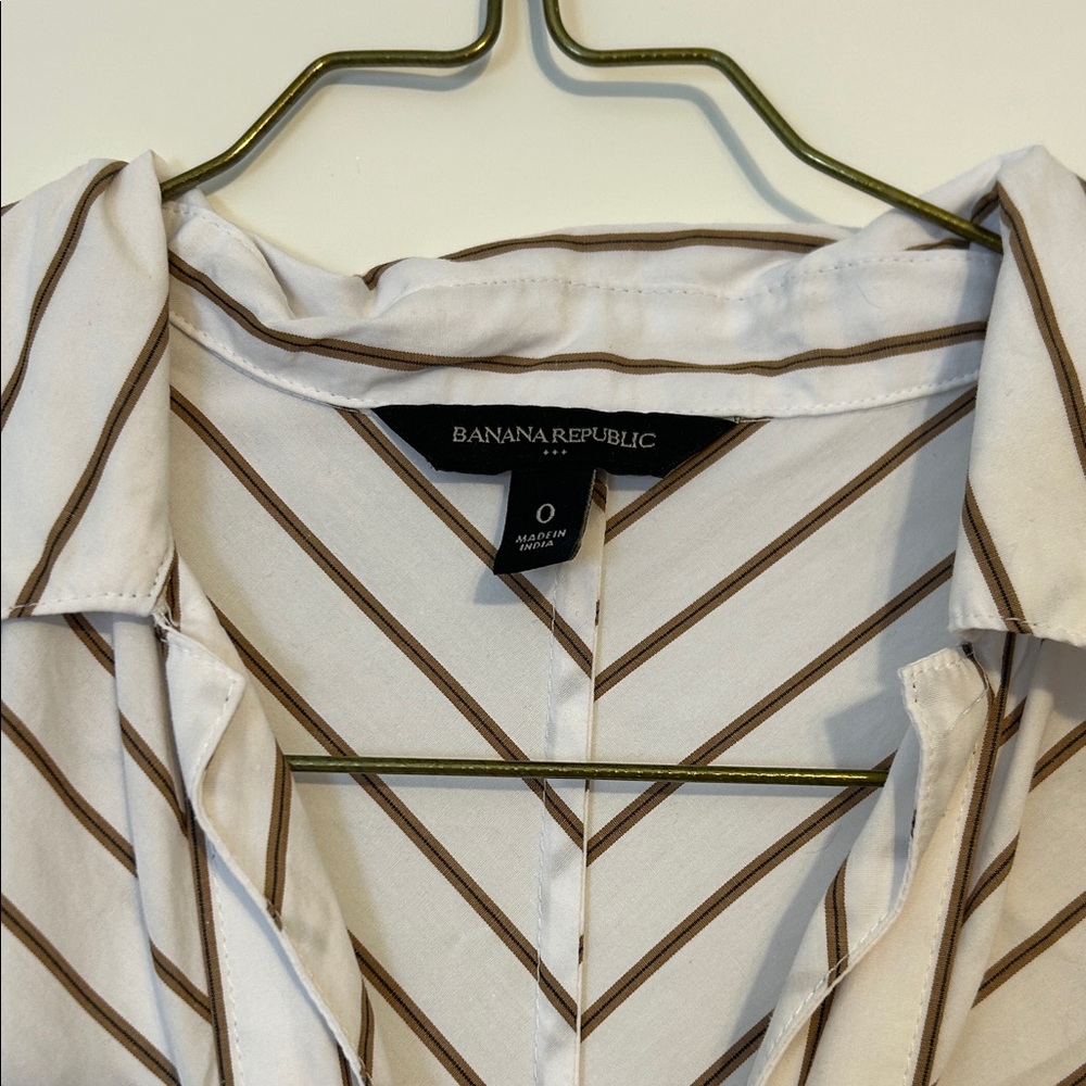 Banana Republic White Dress with Brown Stripes